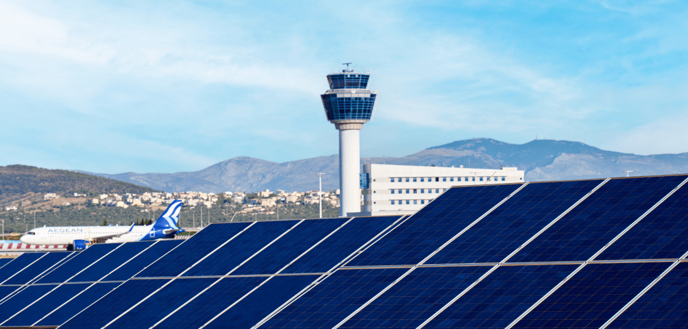 Solar panels at the Athens international airport