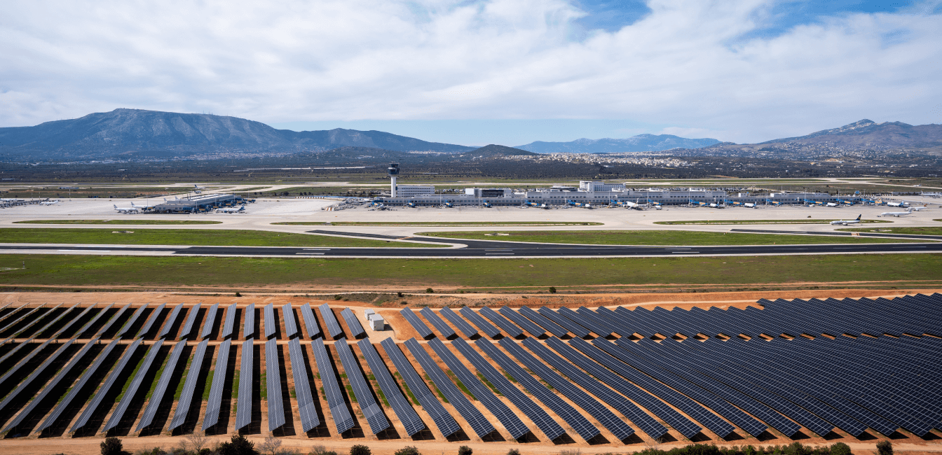 Solar panels at the Athens international airport