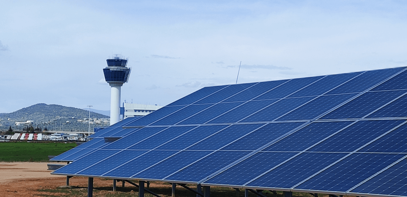 Solar panels at the Athens international airport