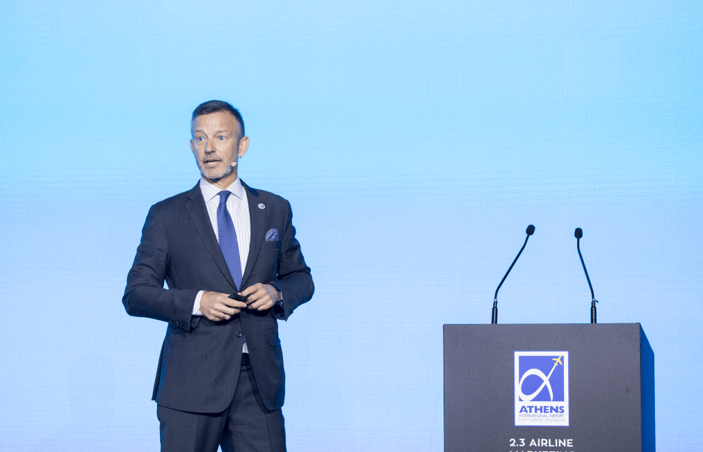 Executive giving a presentation at a forum