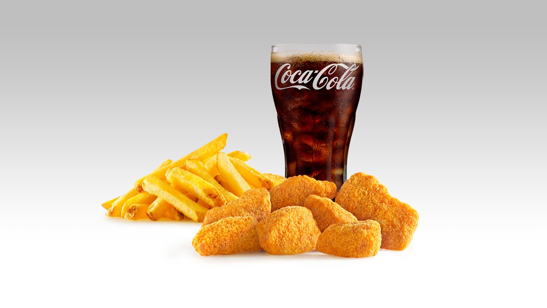 chicken nuggets, fries and coke