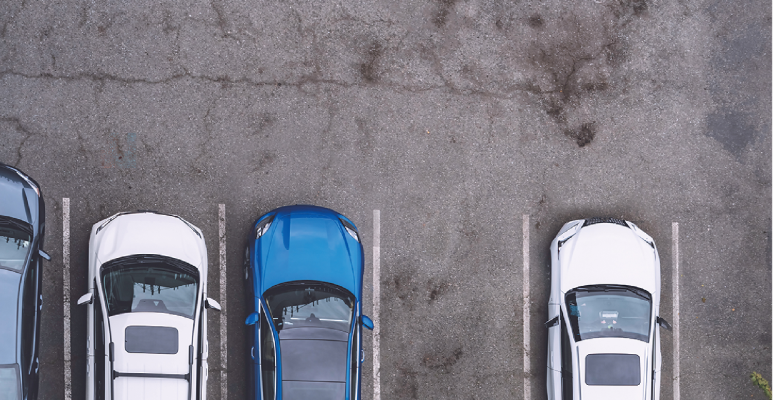 Top view of parked cars at Athens International Airport