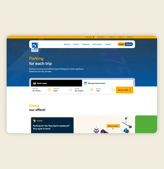 UI of booking engine for parking spaces