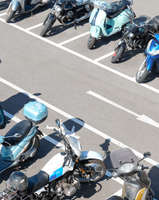 parked motorcycles athens international airport