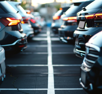 Cars parked in a parking