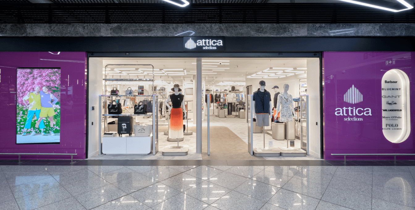 Showcase of Attica shop in Athens International Airport