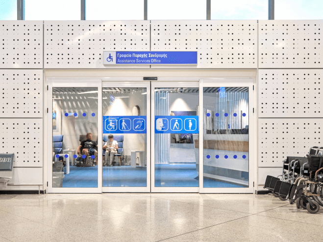 Assistance desk for passengers with reduced mobility at Athens International Airport