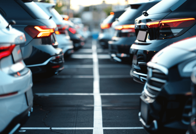 Cars parked at the Athens International Airport parking lot