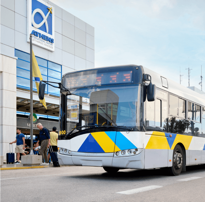 Bus arriving at Athens International Airport station